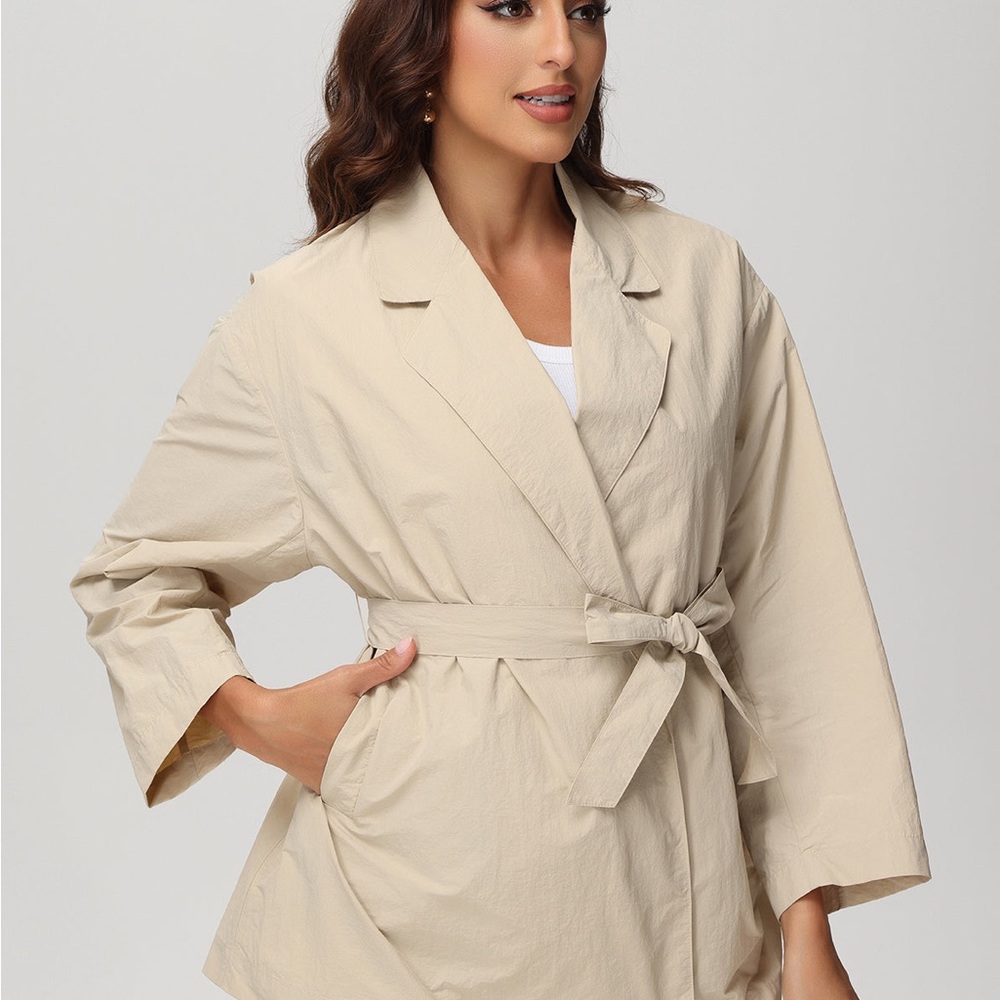 NWT 89th + Madison Lightweight Spring Belted Trench Coat in Cranne Brulae / S